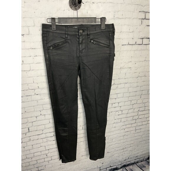 Madewell Womens Black Skinny Motto Leggings Ankle Zippers Stretch Sz 25 E2 - Picture 2 of 10